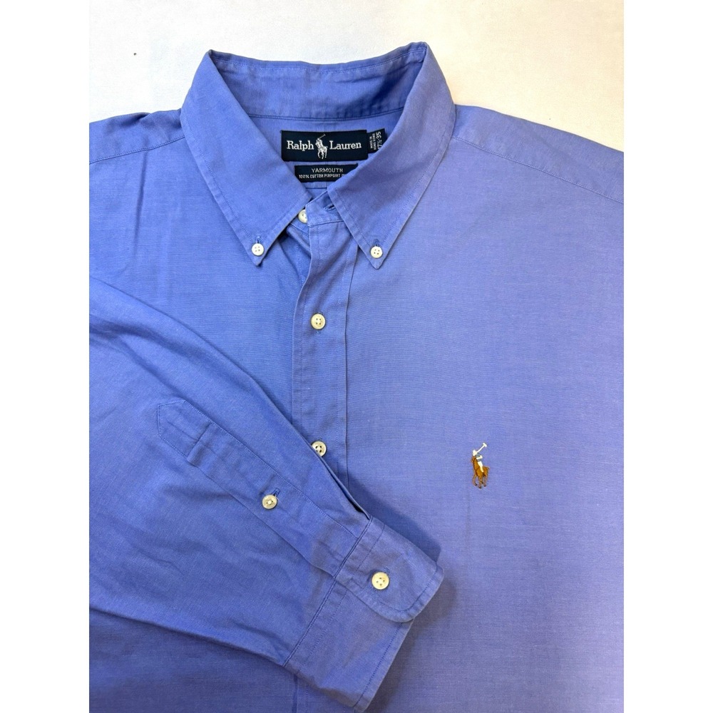 Ralph Lauren Yarmouth Mens 17.5 35 Oxford Button Down Shirt Blue Pony XL